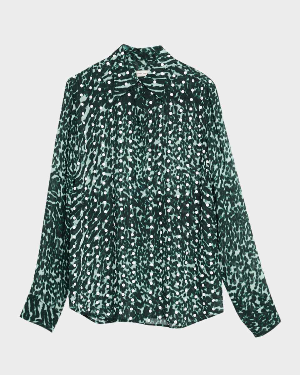 Chowy Polka-Dot Print Button-Down Shirt